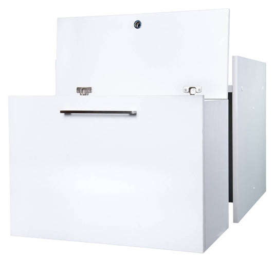 Negrari Komodo 5018D Mobile Alza Porta Lavatrice Asciugatrice Con Cassettone Contenitore Indipendente Scorrevole Ad Ampia Capienza in Legno Nobilitato Idrofugo W100 Bianco Per Interno Maniglia Ruotine Apertura Anta a Ribalta Fornito Montato 69x65 H59 cm