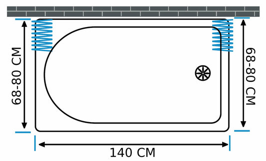 Negrari Styletech Professional SV3S140 Box Doccia Sopra Vasca Estensibile e Riducibile 3 Lati 68-80x140x68-80 H140 cm Installazione a Muro Colore Bianco Apertura Ante Scorrevoli Ripiegabili a Soffietto Profili PVC Pannelli Infrangibili Antiingiallenti