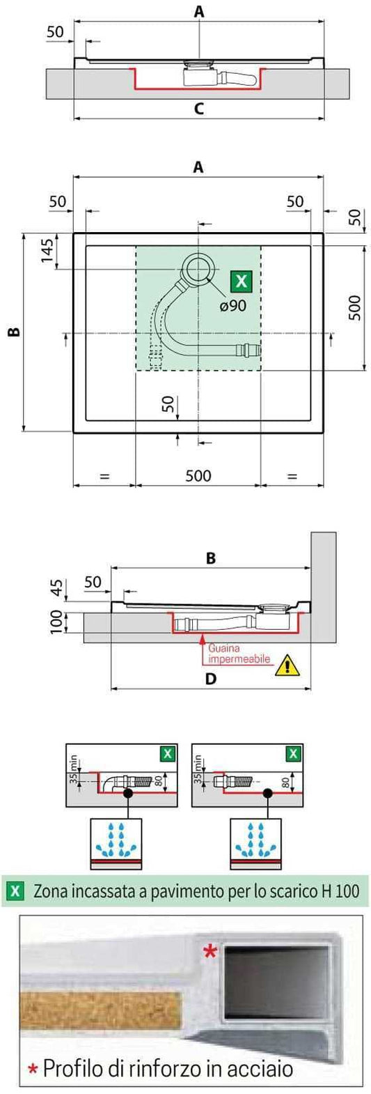 Novellini Olympic Piatto Doccia Slim Dimensione 120x80 Altezza Spessore 4,5 cm Colore Nero Forma Rettangolare Installazione Appoggio Pavimento Superficie Liscia Materiale Metacrilico Escluso di Piletta di Scarico e Copripiletta