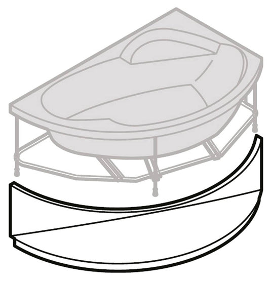 Novellini Vogue Vasca da Bagno Versione Hydro Con Disinfezione Misura 150x85 H55 cm Idro Whirlpool 5 Jets Forma Esterna Semicircolare Asimmetrica Interna Ovale Installazione Angolare Destra Pannello Erogatore Cuscino Materiale Acrilico Finitura Bianco