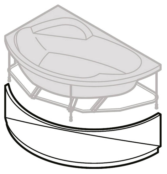 Novellini Vogue Vasca da Bagno Versione Hydro Con Disinfezione Misura 165X85 H55 cm Idro Whirlpool 7 Jets Forma Esterna Semicircolare Asimmetrica Interna Ovale Installazione Angolo Sinistra Pannello Rubinetteria Cuscino Materiale Acrilico Colore Bianco