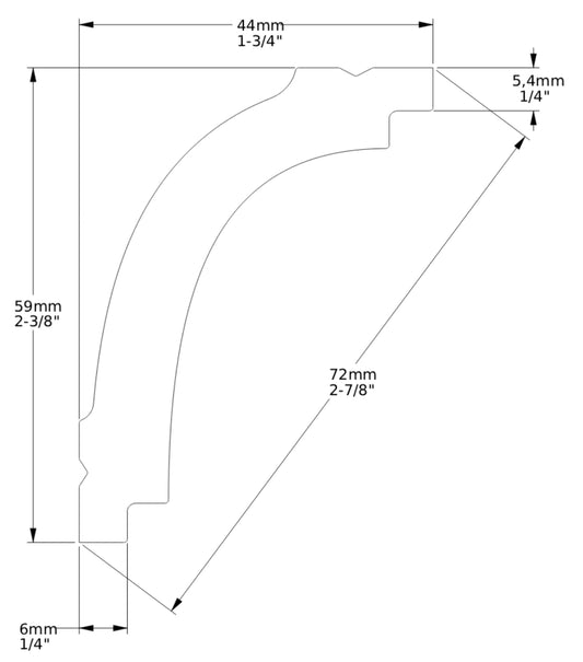 Orac Decor CB523N Cornice Profilo Decoro Soffitto Parete Durofoam® Polimero Leggero Estruso Base di Miscela Polistirene Media Densità Bianco Resistente Agli Urti Acqua Calore Facile Da Installare Verniciabile Per Decorazione Interno Misura 200x4,4x5,9 cm