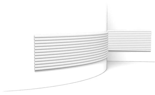 Orac Decor WX213F ALTO Pannello Murale 3D Forma Trapezoidale Parete Poliuretano Flessibile Flex Bianco Resistente Agli Urti Calore Acqua Assorbimento Acustico Facile Da Installare Verniciabile Acrilico Impermeabile Interno Esterno Misura 200x25,1x1,2 cm