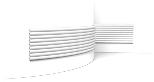 Orac Decor WX218F FLUTE XL Pannello Murale 3D Forma Bombata Parete Poliuretano Flessibile Flex Bianco Resistente Agli Urti Calore Acqua Assorbimento Acustico Facile Da Installare Verniciabile Acrilico Impermeabile Interno Esterno Misura 200x25,5x1,7 cm