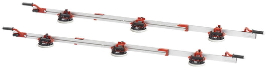 Raimondi EASY-MOVE MkIV CON VENTOSE RV175 432EM04CA Dispositivo Telescopico Per Movimentazione di Lastre Lunghezza Massima 320 cm 6 Ventose Vacuum a Pompa Gomma Antimacchia Vuotometro 4 Maniglie Scorrevoli Gommino Antiscivolo Impugnatura Protezioni Patta
