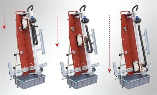 Raimondi LEM 105 426 105 Macchina Tagliapiastrella per Lavorazioni Speciali Taglio Verticale Mattonelle Grande Formato Disco per Porcellanato Ø 200 mm Barra Gruppo Motore Inclinabile Jolly Squadra Raffreddamento Pompa Vasca Polipropilene 170x84 h55 cm