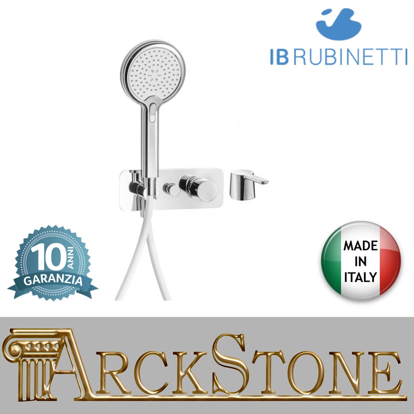 Miscelatore doccia incasso due vie con kit doccia integrato nella placca marca IB rubinetti modello Taaac rubinetteria rubinetto ottone cromato fontana finitura cromo rivenditore autorizzato campania arredamento garanzia 10 anni qualità made in italy