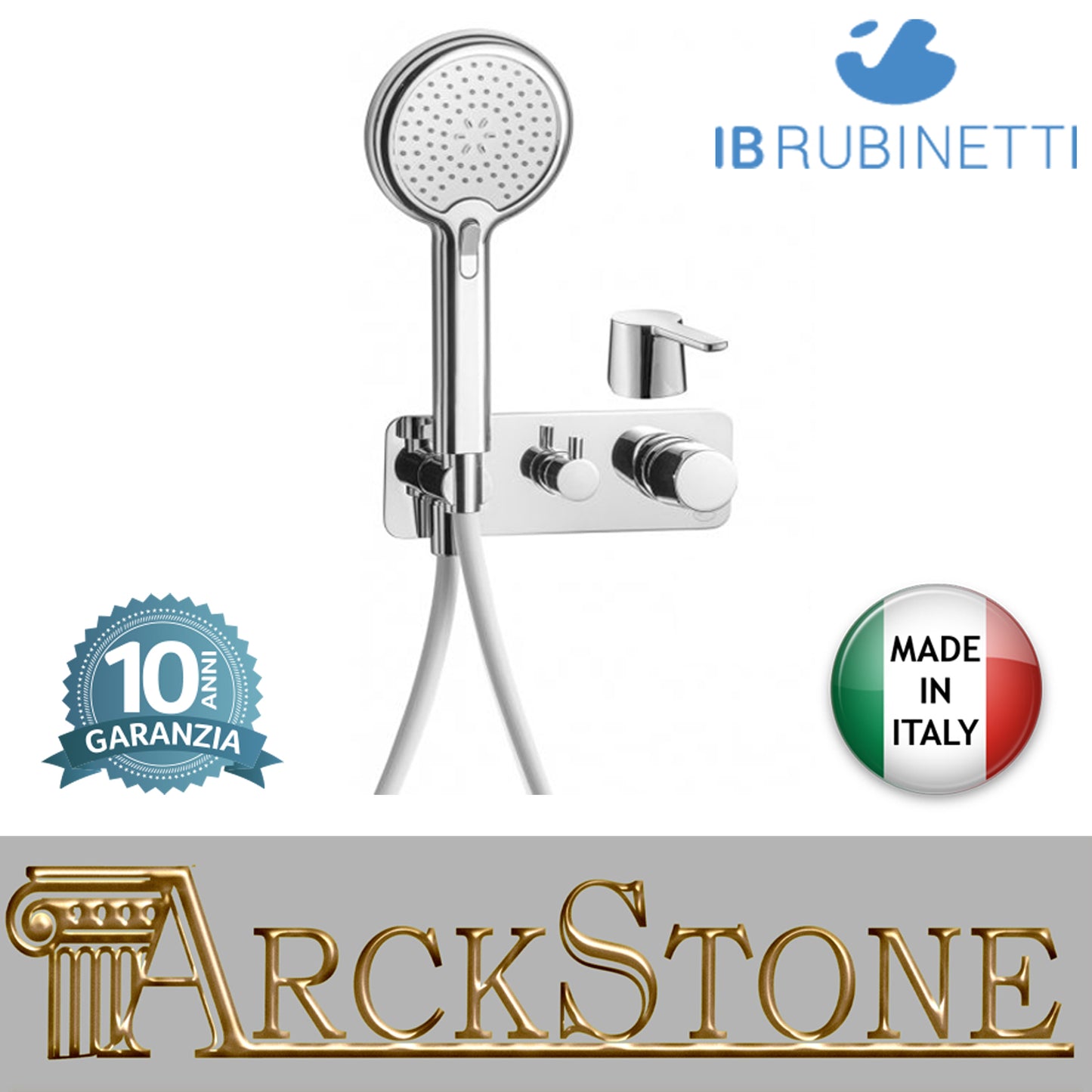 Miscelatore doccia incasso tre vie con kit doccia integrato nella placca marca IB rubinetti modello Taaac rubinetteria rubinetto ottone cromato fontana finitura cromo rivenditore autorizzato campania arredamento garanzia 10 anni qualità made in italy