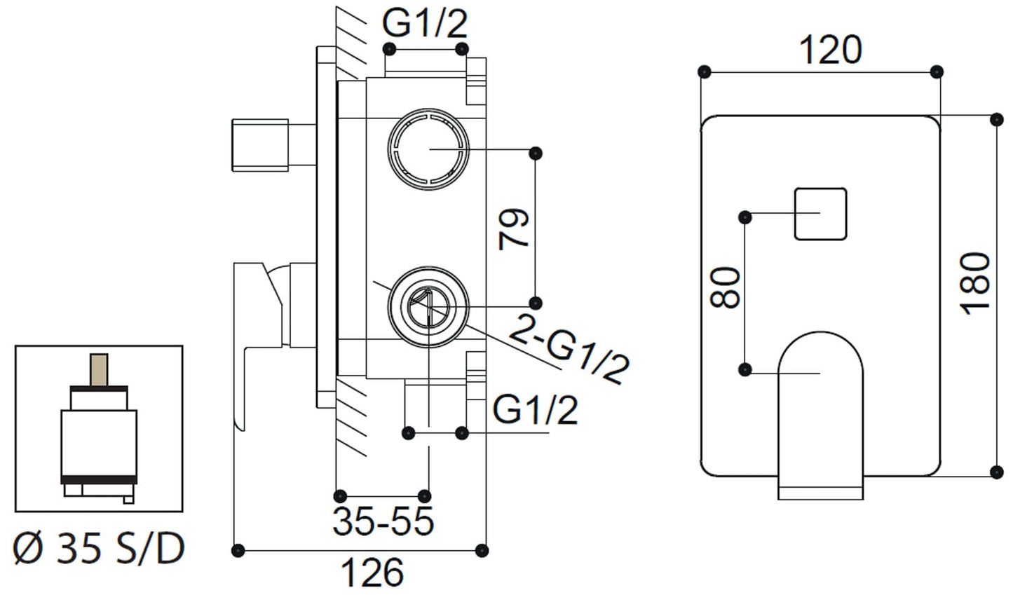 Miscelatore Incasso Doccia Con Deviatore Meccanico Duemmeggi Air Installazione Muro Parete 2 Vie 2 Fori Meccanico 1 Leva Manopola Monocomando Con Piastra Rotondo Stile Moderno Ottone Finitura Cromata Made in Italy Garanzia 5 Anni