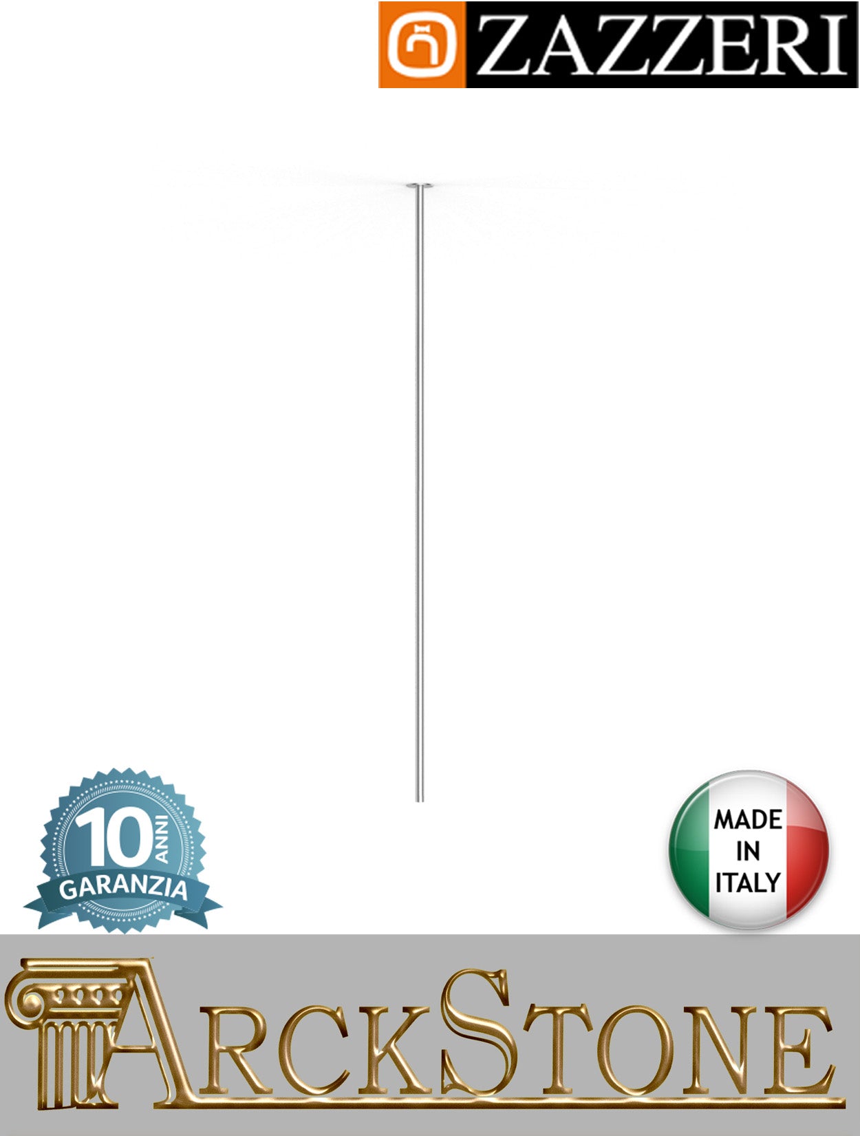 Getto lavabo h1660 mm marca Zazzeri modello Z316 Mono finitura acciaio inox spazzolato colonna fontana rubinetto rubinetteria soffitto acqua arredo bagno casa home completo garanzia 10 anni qualità made in italy