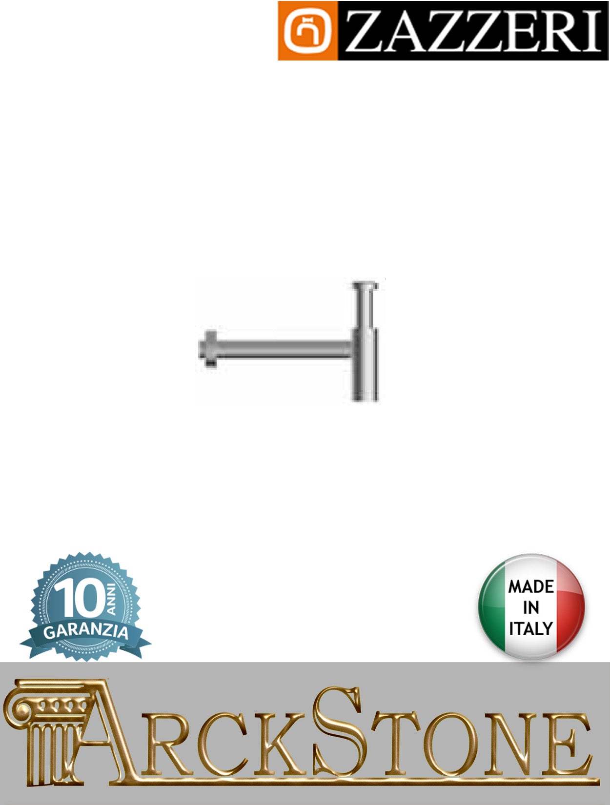 Sifone lavabo marca Zazzeri modello Z316 Mono finitura acciaio inox spazzolato ispezionabile rubinetteria casa rubinetto arredamento cromo arredo bagno acqua azienda bottiglia garanzia 10 anni qualità made in italy
