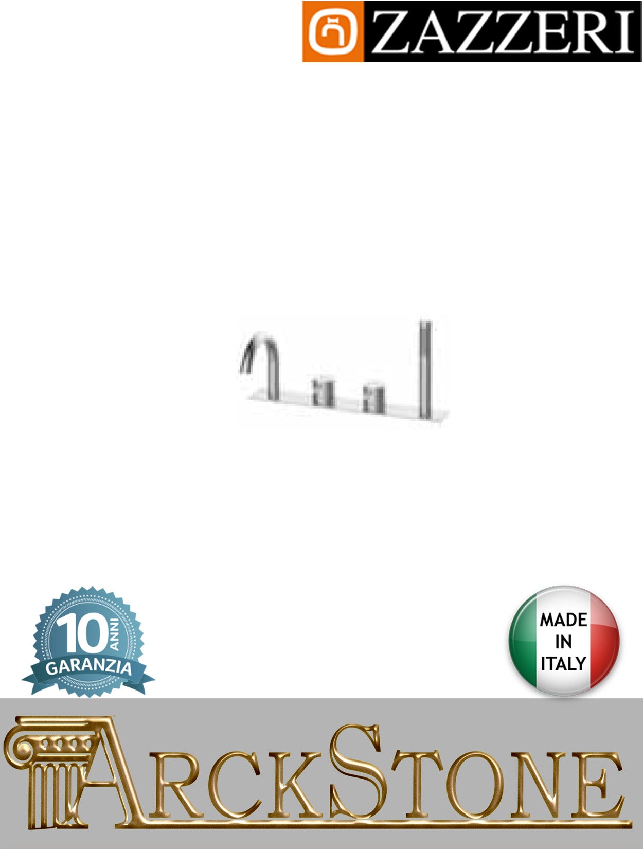 Miscelatore vasca marca Zazzeri modello Z316 Mono finitura acciaio inox spazzolato piano appoggio quattro fori rubinetteria doccetta flessibile fontana getto mix batteria rubinetto garanzia 10 anni qualità made in italy
