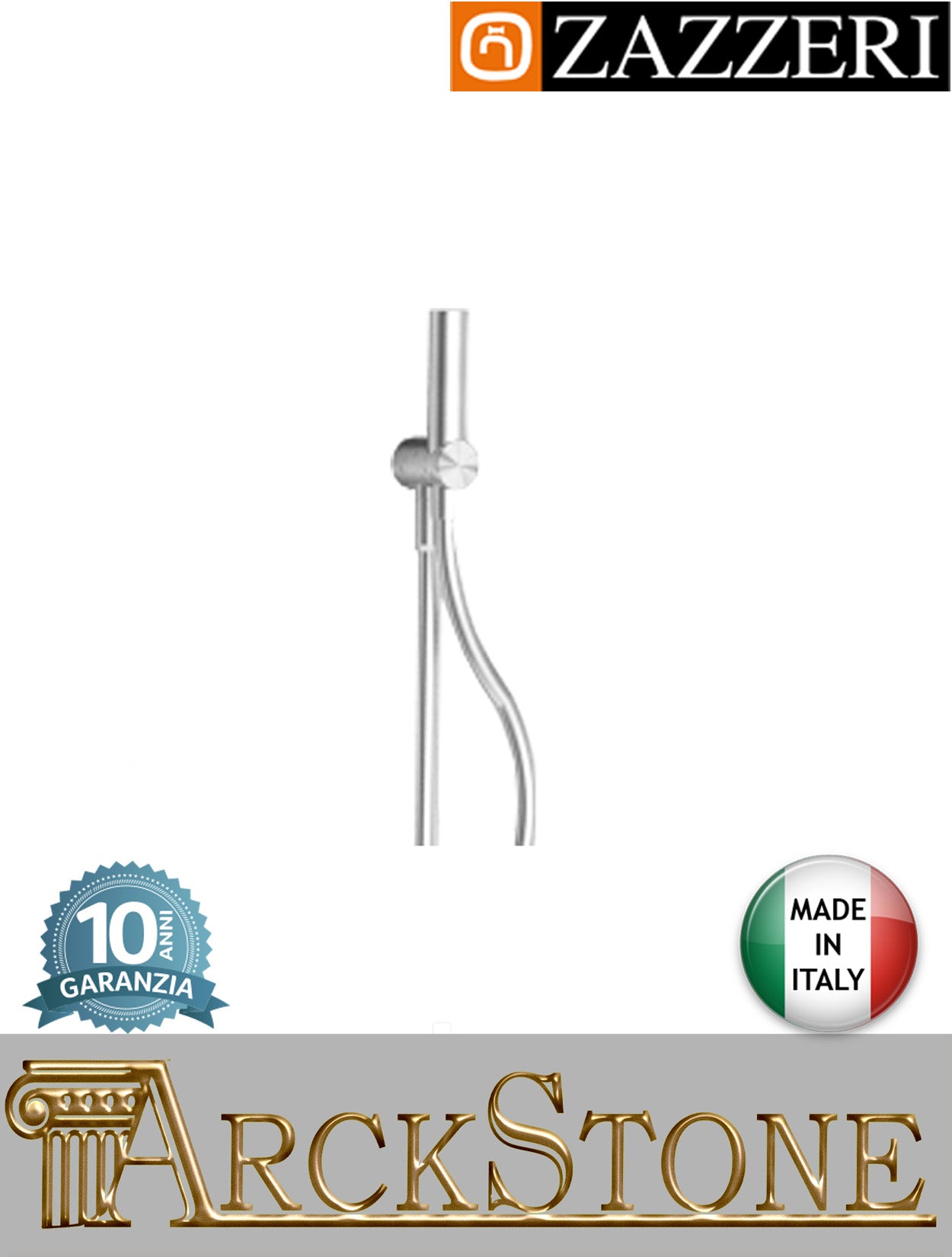 Set doccia marca Zazzeri modello Z316 Mono finitura acciaio inox spazzolato parete doccetta Ø30 mm supporto muro presa acqua muro uscita assiale rubinetteria arredo bagno flessibile garanzia 10 anni qualità made in