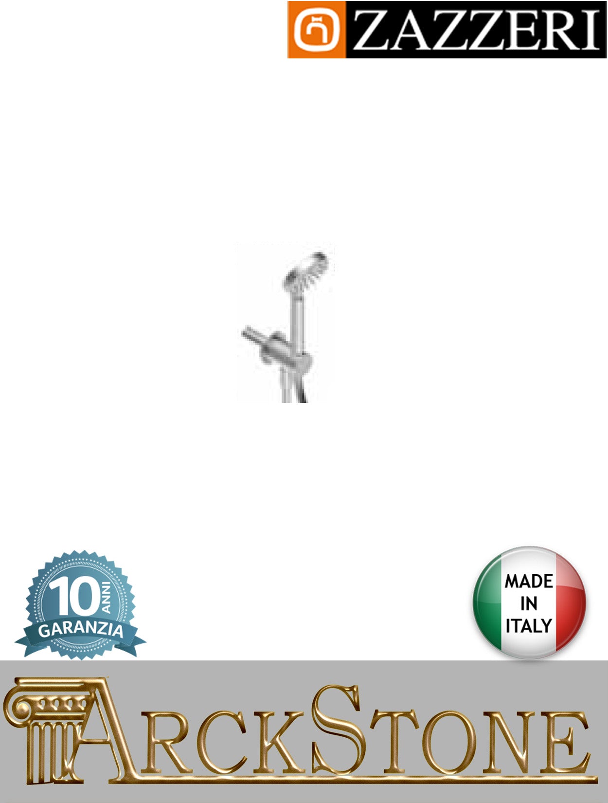 Set doccia marca Zazzeri modello Z316 Mono finitura acciaio inox spazzolato parete doccetta Ø90 spessore 15 mm supporto presa acqua muro rubinetteria bagno flessibile arredamento garanzia 10 anni qualità made in ita