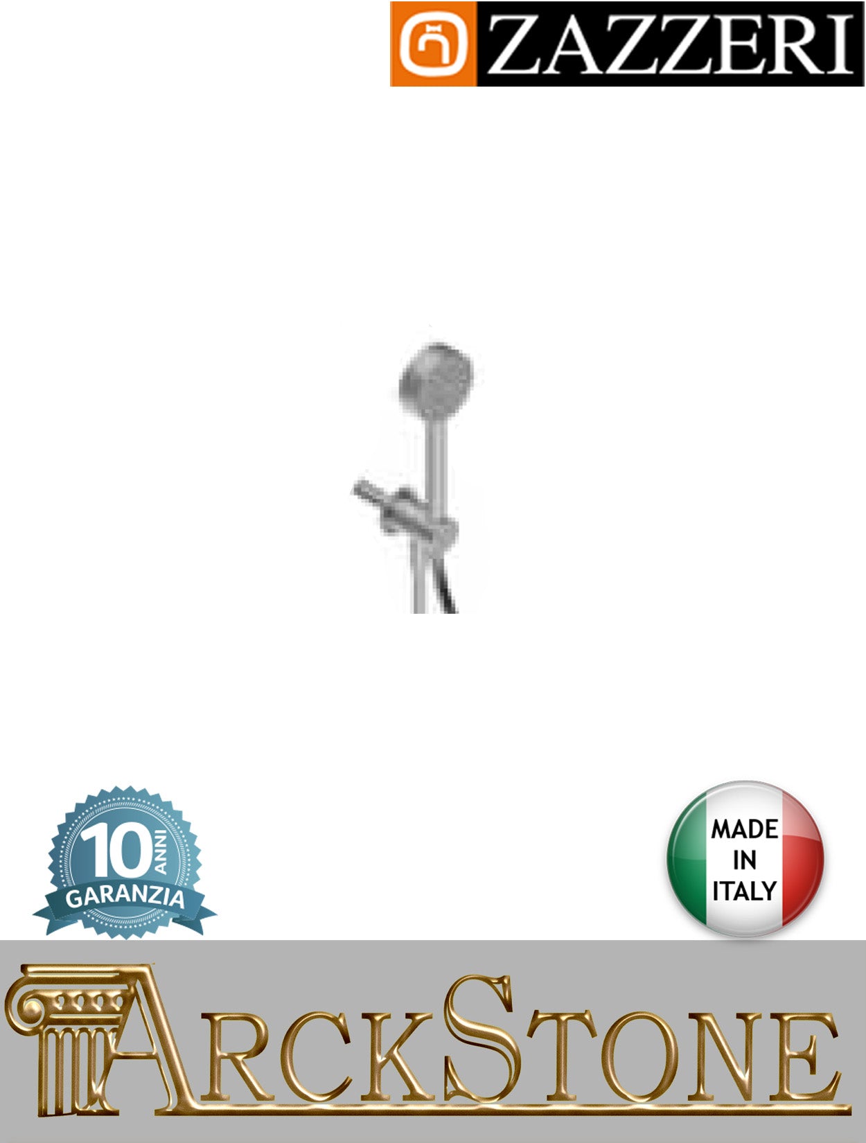 Set doccia marca Zazzeri modello Z316 Mono finitura acciaio inox spazzolato parete doccetta Ø90 spessore 30 mm supporto presa acqua muro rubinetteria bagno flessibile arredamento garanzia 10 anni qualità made in ita