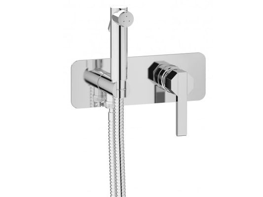 IB Rubinetti BELMONDO Set Di Parti Esterne e Corpo ad Incasso A Muro Con Piastra Per Idroscopino Igienico Con Miscelatore Per WC Materiale Ottone Finitura Cromata