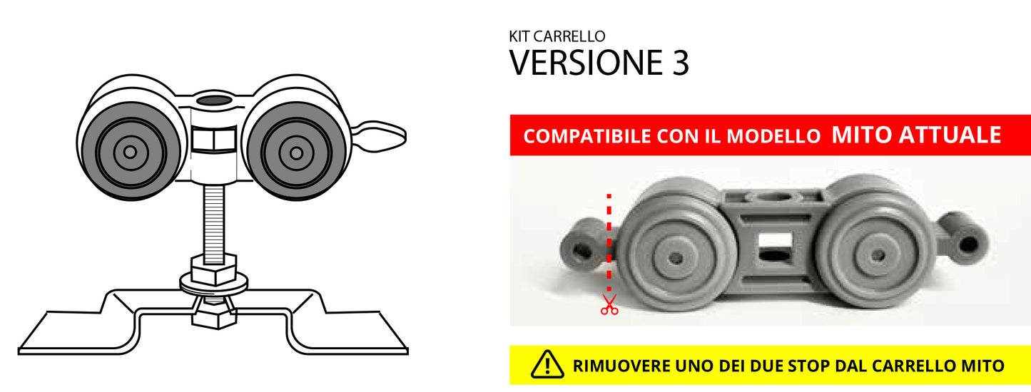 1 kit carrello per controtelai classici mito versione 3 + trasporto = € 65,00 compreso di spedizione