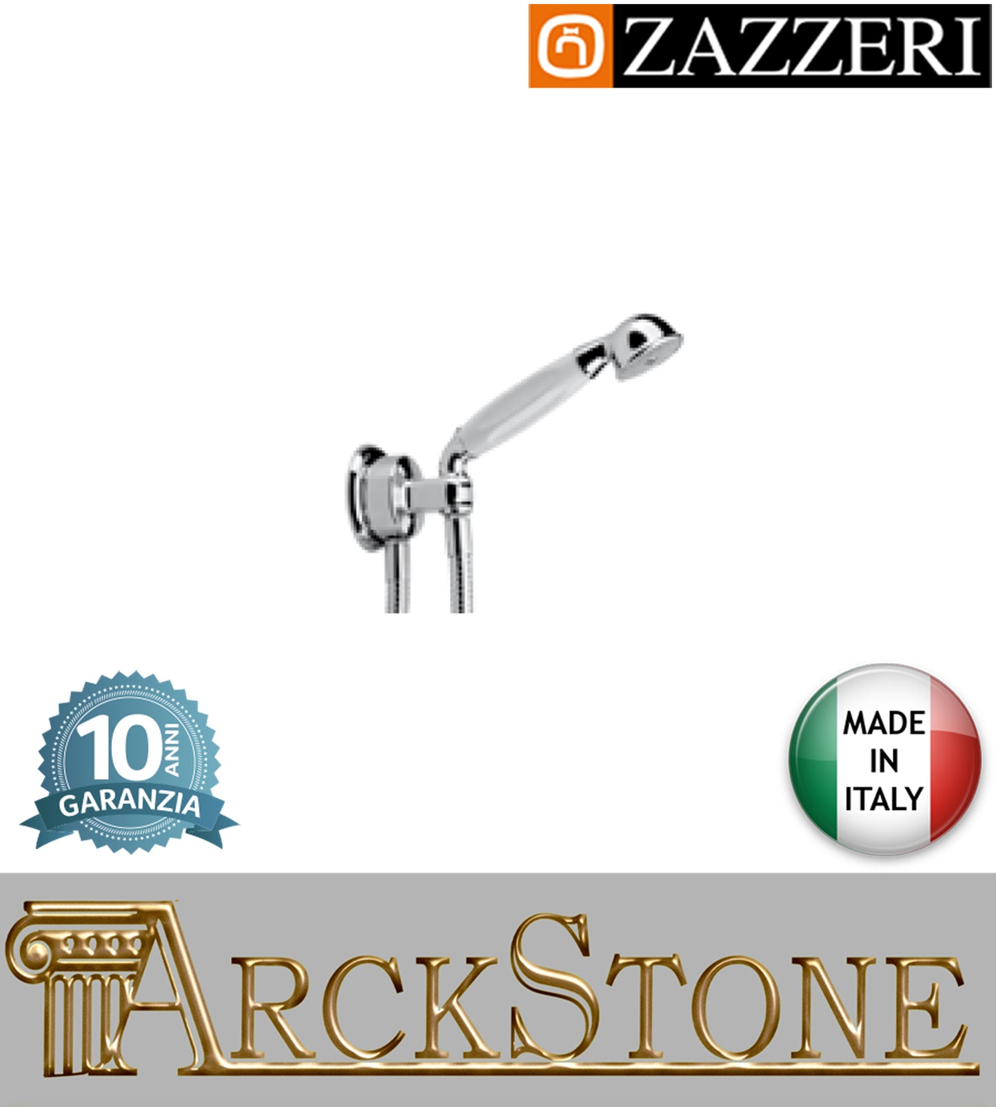 Duplex set doccia marca Zazzeri modello Shower Unix 20000413A00 CRCR completo presa acqua cromata doccetta mano flessibile PVC anticalcare parete supporto arredamento bagno muro casa cromo garanzia 10 anni azienda made in italy