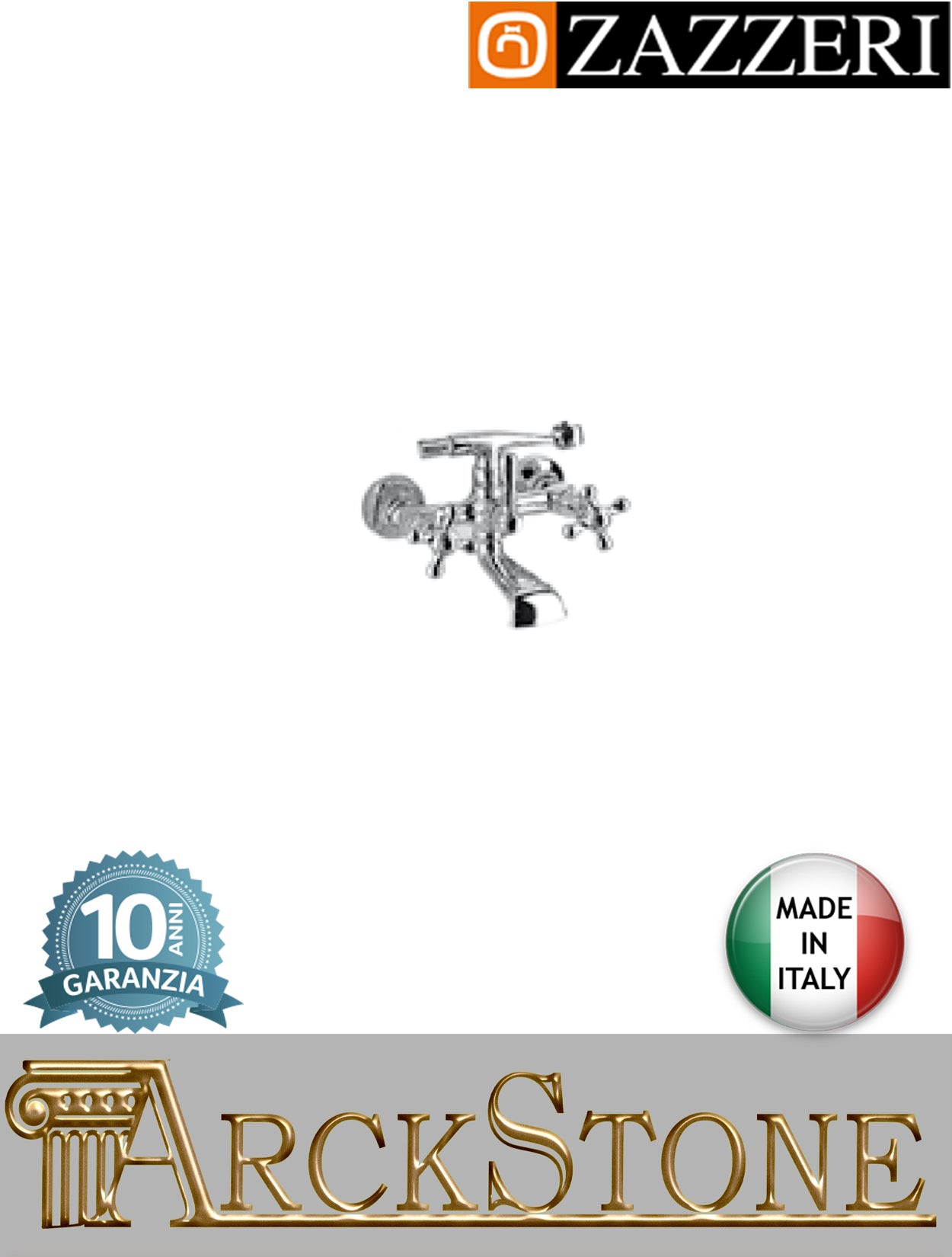 Miscelatore vasca marca Zazzeri modello 802 finitura ottone cromato parete esterno vitone ceramico 180° senza doccetta flessibile rubinetto rubinetteria fontana acqua mix getto garanzia 10 anni qualità made in italy