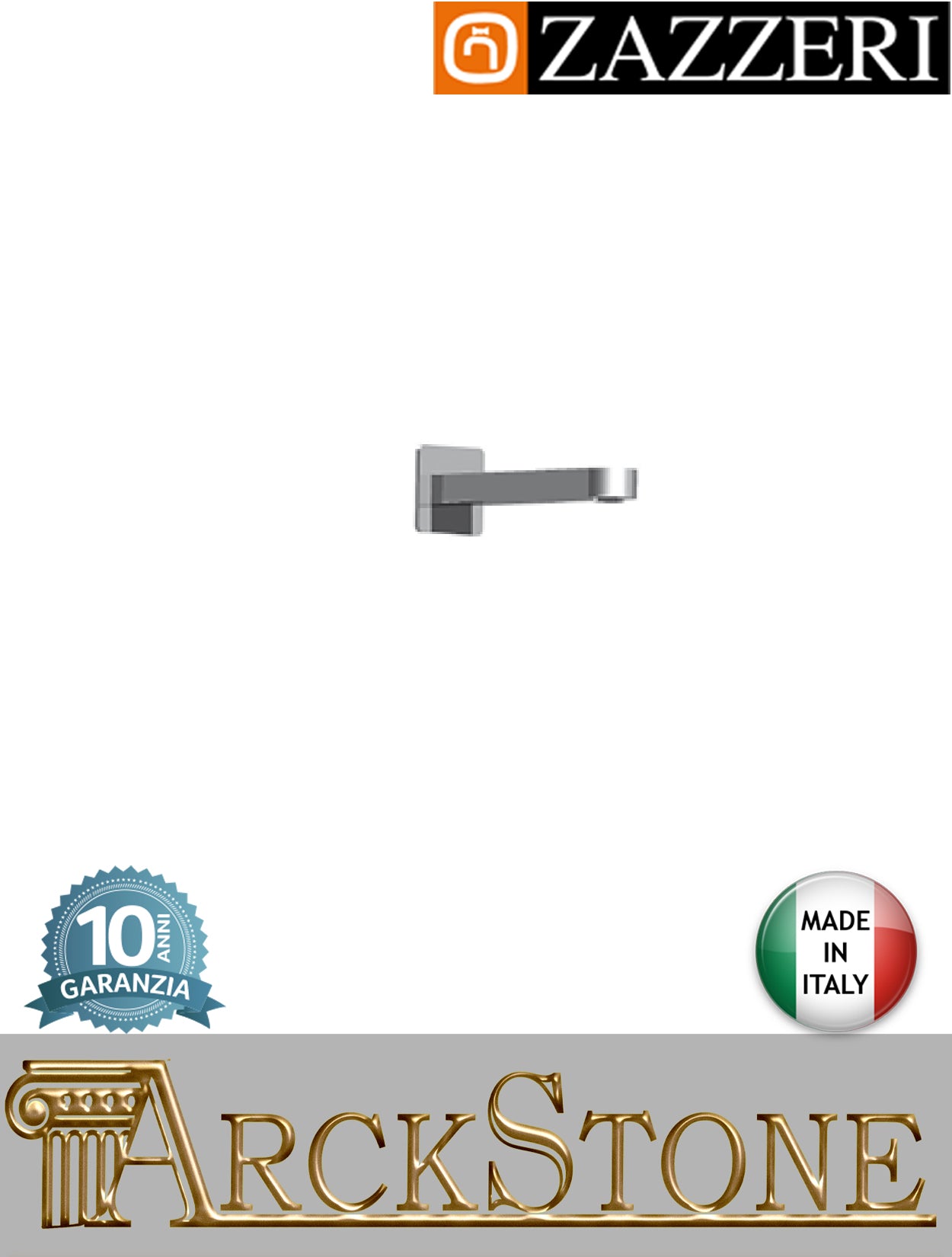 Getto lavabo vasca marca Zazzeri modello Unix finitura ottone cromato 180 mm senza miscelatore parete rubinetto anticalcare rubinetteria fontana muro acqua arredo bagno casa garanzia 10 anni qualità made in italy