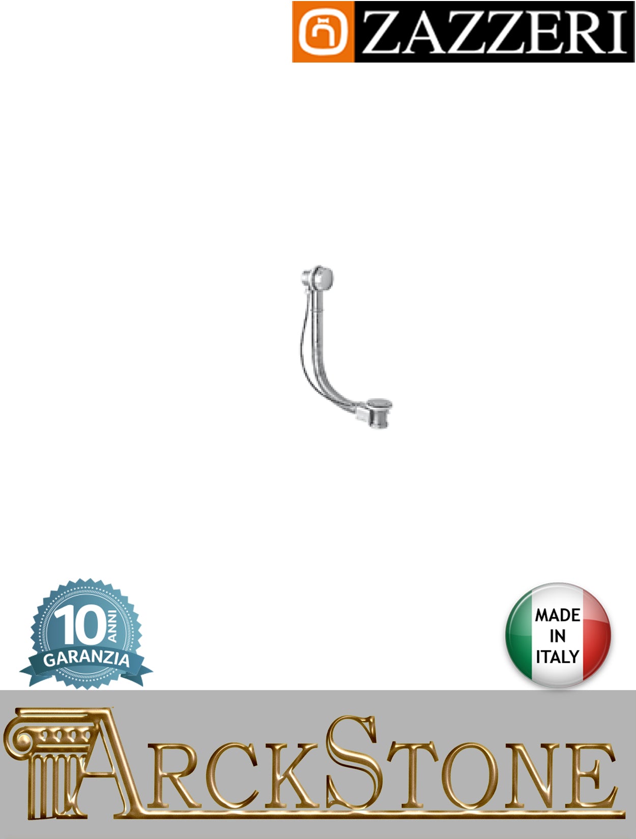 Colonna scarico marca Zazzeri modello Unix finitura cromata vasca sedile rubinetteria arredamento casa home acqua arredo bagno azienda certificata garanzia 10 anni qualità made in italy