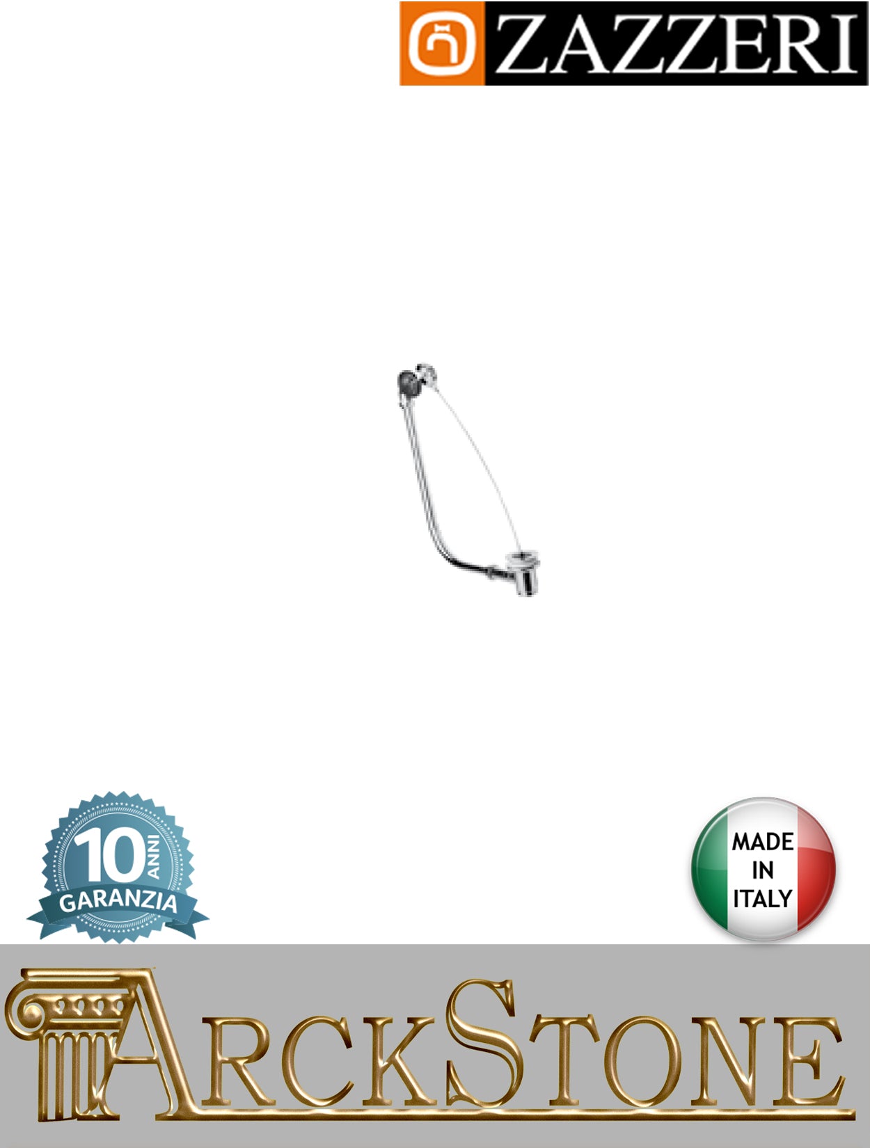 Colonna scarico marca Zazzeri modello Unix finitura cromata vasca esterna G1" 1/4 rubinetteria arredamento casa home acqua arredo bagno azienda certificata garanzia 10 anni qualità made in italy