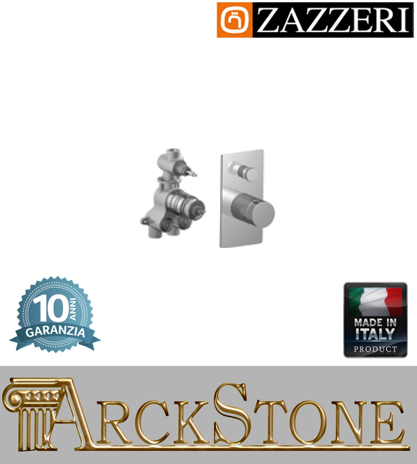 Miscelatore gruppo termostatico marca Zazzeri modello Shower Unix completo finitura cromata COMPACT 2 uscite incasso parete arredamento bagno lavanderia cromo garanzia 10 anni azienda certificata made in italy