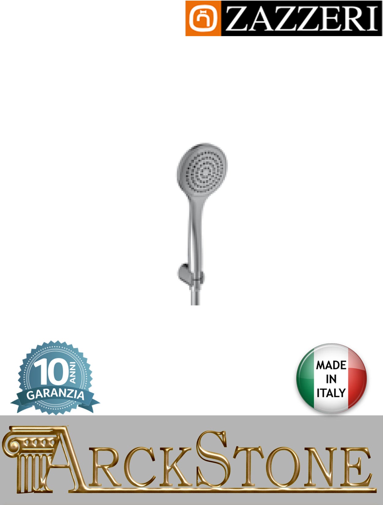 Set doccia marca Zazzeri modello Ultra finitura cromata parete completo doccetta Diametro Ø100 mm supporto attacco arredo bagno anticalcare flessibile arredamento casa home cromo garanzia 10 anni qualità made in italy