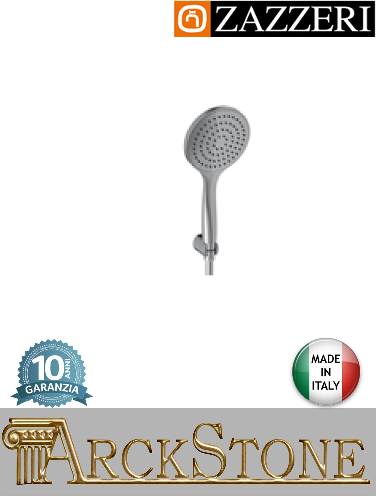 Set doccia marca Zazzeri modello Ultra finitura cromata parete completo doccetta Ø130 mm supporto attacco arredo bagno anticalcare flessibile arredamento casa home autorizzato cromo garanzia 10 anni qualità made in italy