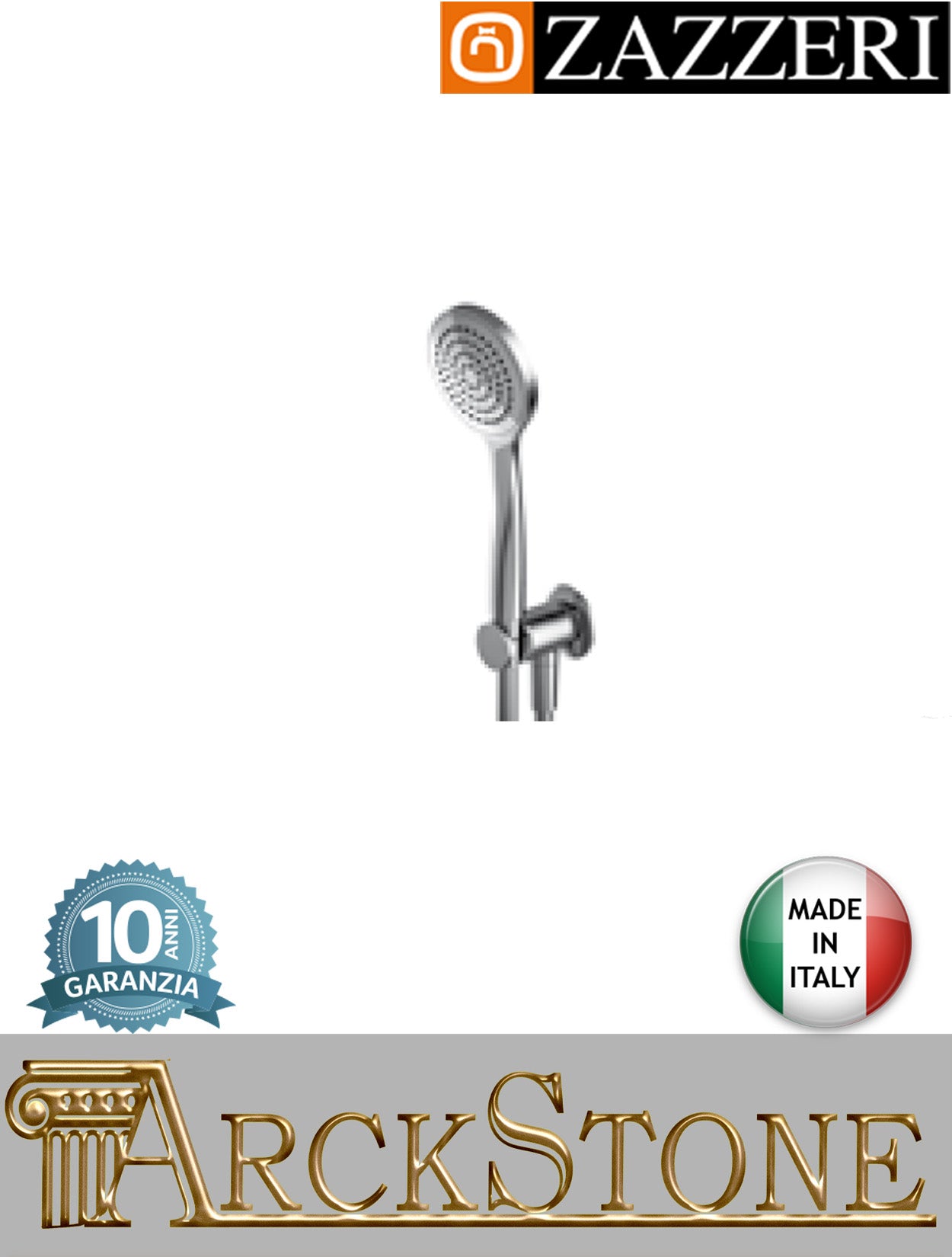 Set doccia marca Zazzeri modello Ultra finitura cromata parete completa doccetta Ø100 mm presa acqua muro supporto attacco arredo bagno arredamento casa azienda certificata garanzia 10 anni qualità made in italy