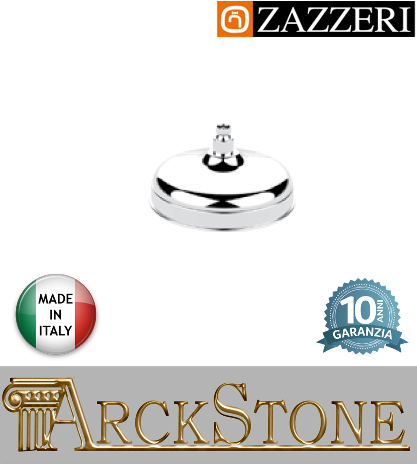 Soffione doccia tondo Ø200 mm marca Zazzeri modello Shower Unix parete finitura cromata anticalcare rubinetteria arredamento bagno cromo garanzia 10 anni azienda certificata qualità made in italy
