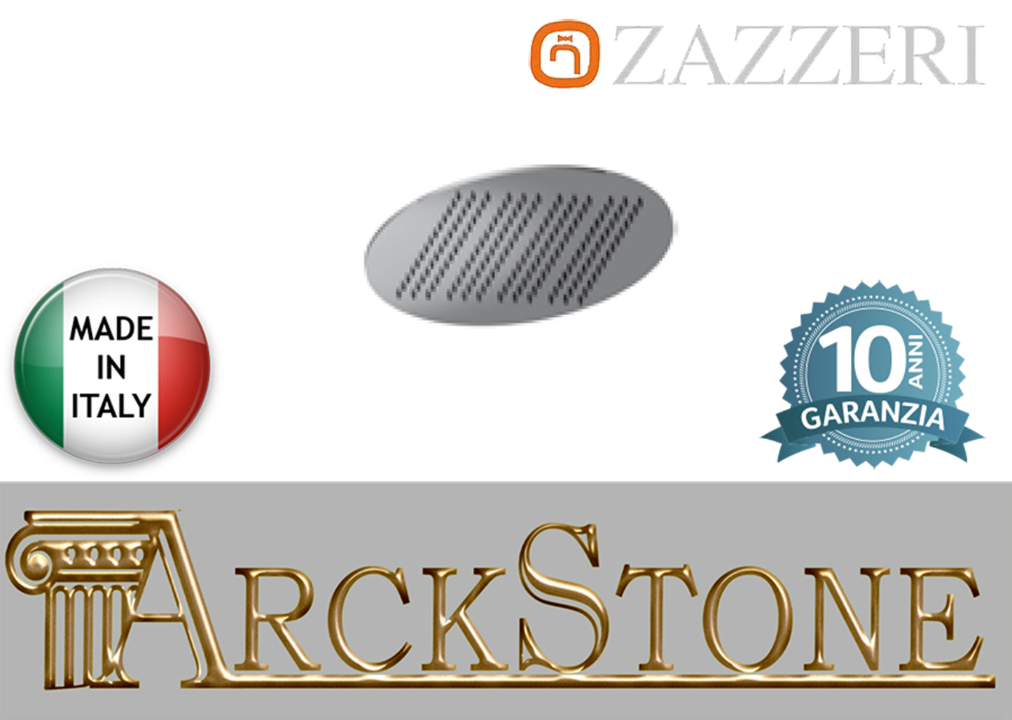 Soffione doccia marca casa Zazzeri modello Shower Unix acciaio inox tondo Diametro Ø 300 mm finitura Lucida rotondo arredamento bagno soffitto parete muro anticalcare garanzia 10 anni azienda certificata qualità made in italy