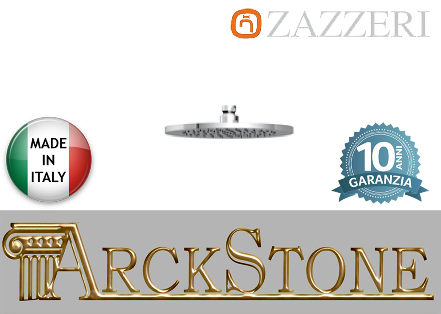 Soffione doccia marca Zazzeri modello Shower Unix tondo Ø220 mm finitura cromato rotondo arredamento bagno soffitto parete muro anticalcare Ispezionabile garanzia 10 anni azienda certificata qualità made in italy