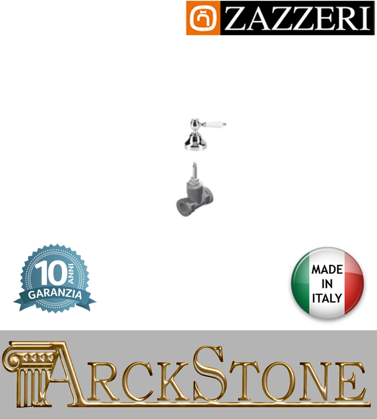 Rubinetto arresto marca Zazzeri modello Shower Unix G 3/4" completo vitone ceramico 90° apertura DX NEUTRA finitura ottone cromato incasso parete rubinetto arredamento rubinetteria cromo muro bagno garanzia 10 anni qualità made in italy