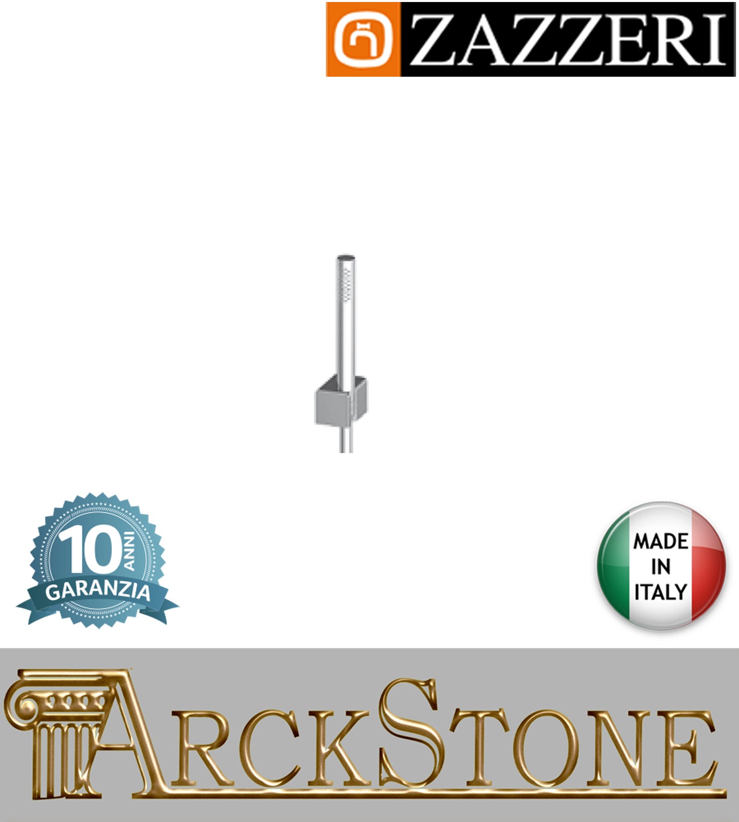 Set doccia marca Zazzeri modello Qquadro doccetta stilo supporto finitura cromata flessibile PVC anticalcare rubinetteria parete cromo arredo bagno casa home arredamento muro garanzia 10 anni qualità made in italy