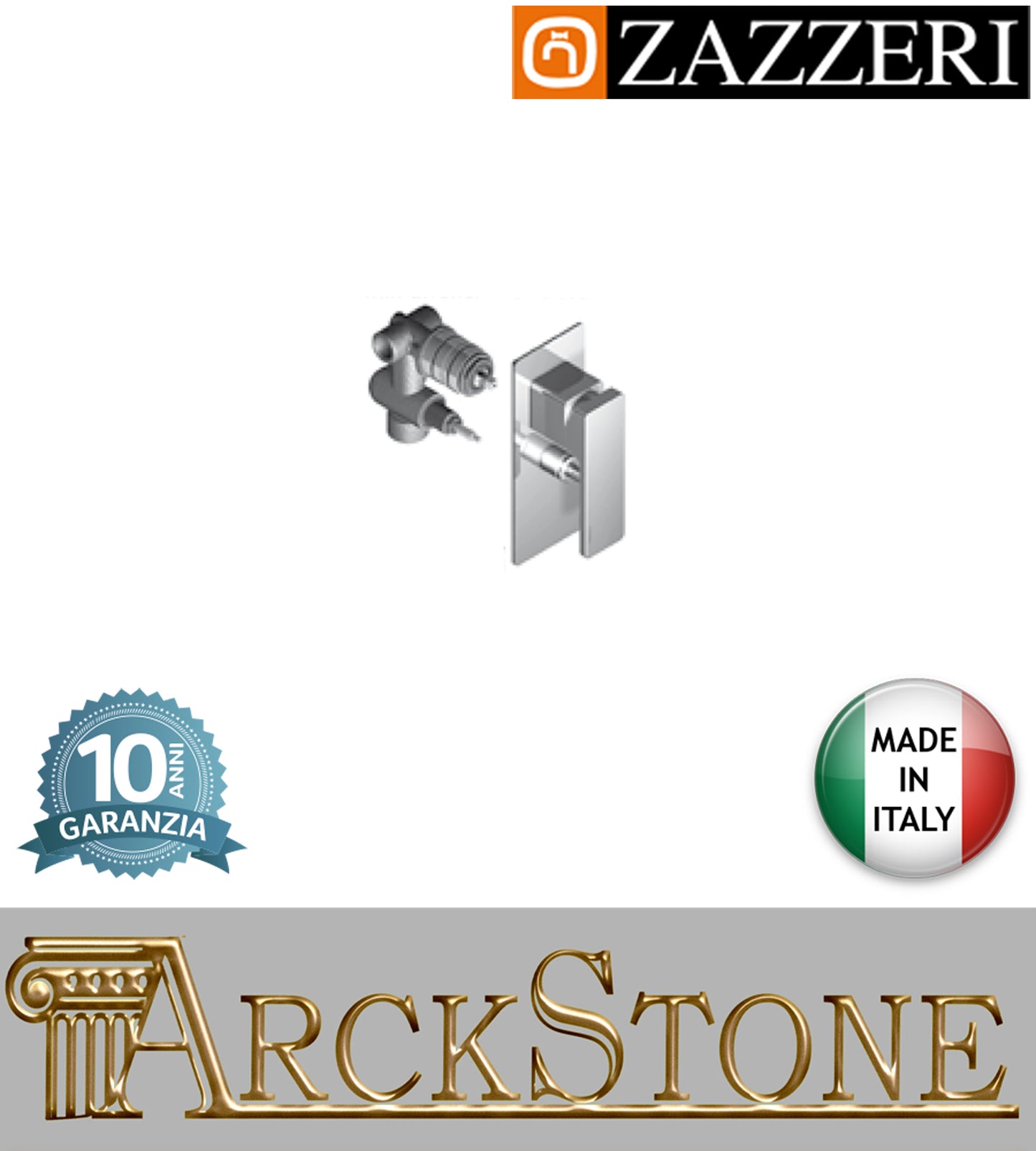 Miscelatore doccia incasso marca Zazzeri modello Qquadro finitura ottone cromato deviatore cromo parete rubinetteria rubinetto arredo bagno arredamento muro acqua casa home garanzia 10 anni qualità made in italy