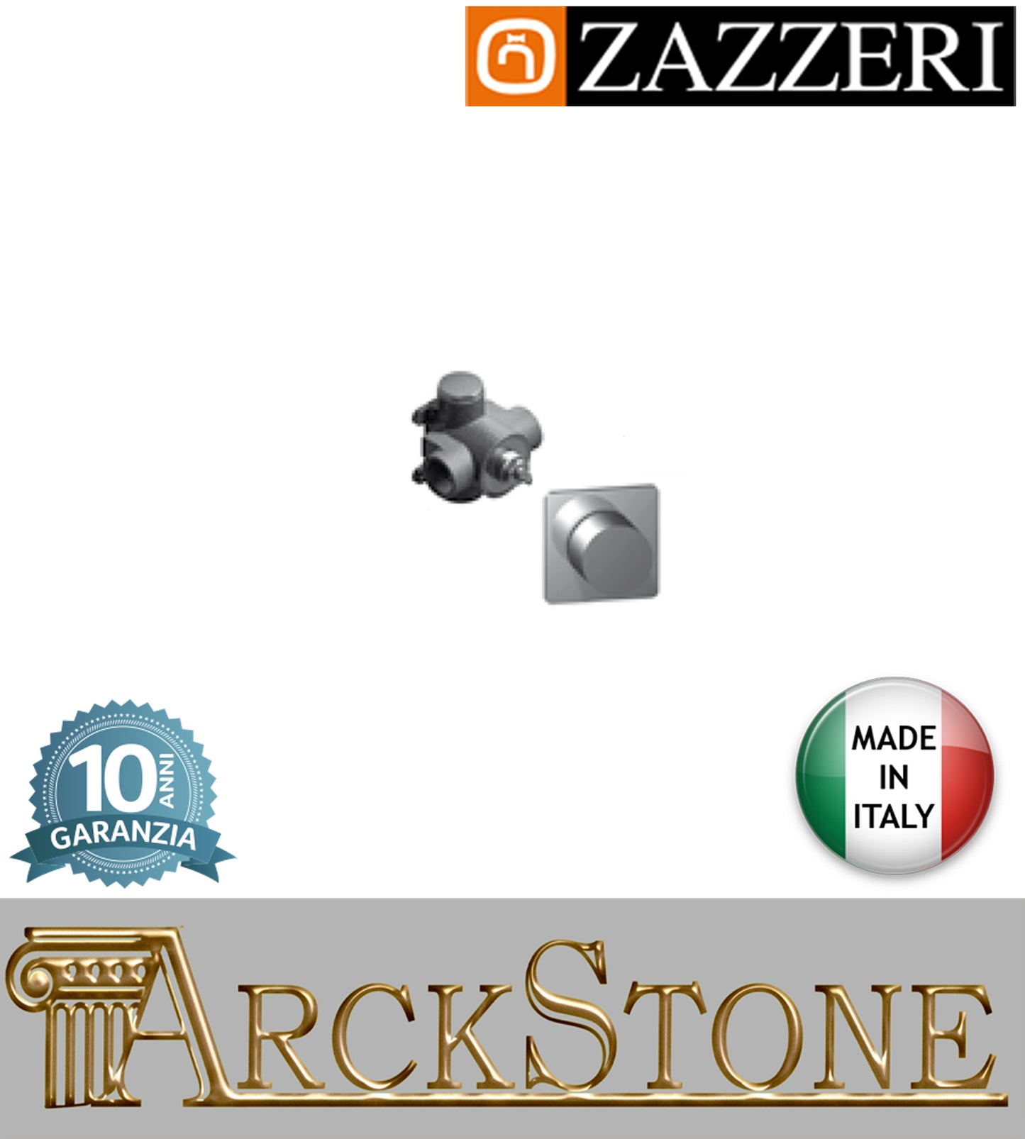 Rubinetto arresto marca Zazzeri modello Qquadro completo G3/4" deviatore finitura ottone cromato incasso parete rubinetto arredamento rubinetteria cromo arredo bagno muro casa garanzia 10 anni qualità made in italy