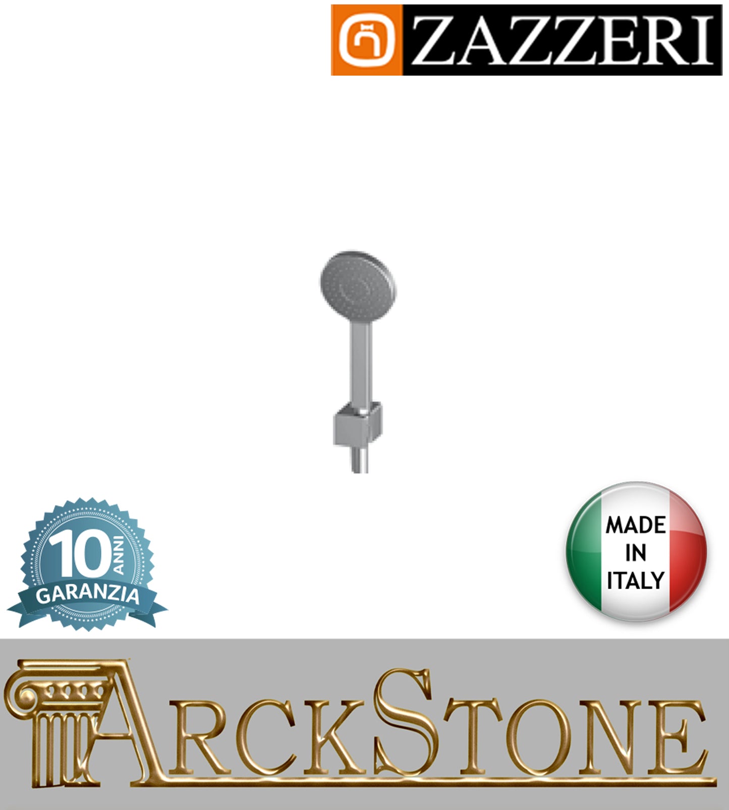 Set doccia doccetta Ø105 mm marca Zazzeri modello Qquadro completo presa acqua supporto finitura ottone cromato parete rubinetteria arredamento rubinetteria arredo bagno cromo garanzia 10 anni qualità made in italy