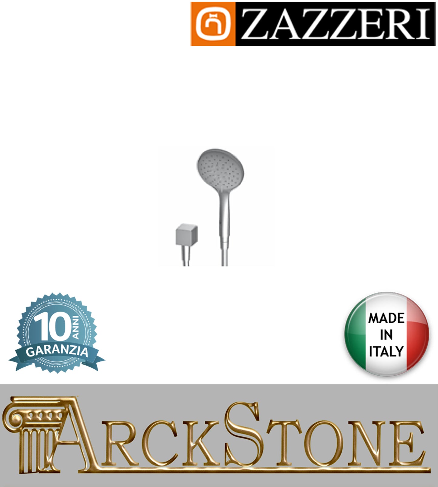 Set doccia marca Zazzeri modello Qquadro doccetta multifunzione Ø130mm anticalcare presa acqua finitura ottone cromato parete ECO AIR flessibile rubinetteria arredamento arredo bagno cromo garanzia 10 anni qualità made in italy