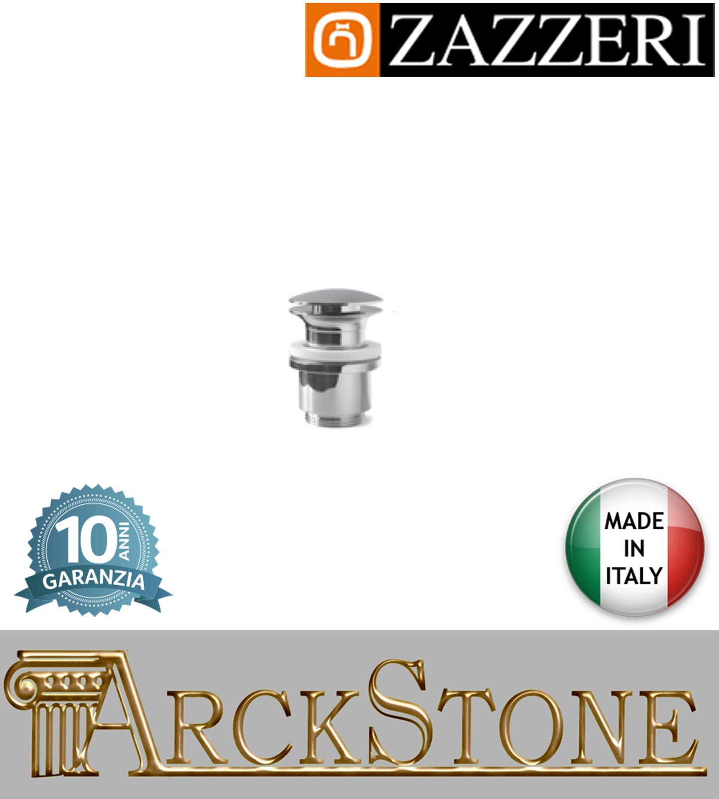 Piletta scarico libero marca Zazzeri modello Qquadro completo finitura ottone cromato appoggio rubinetteria tondo arredamento cromo casa home acqua arredo bagno garanzia 10 anni qualità made in italy