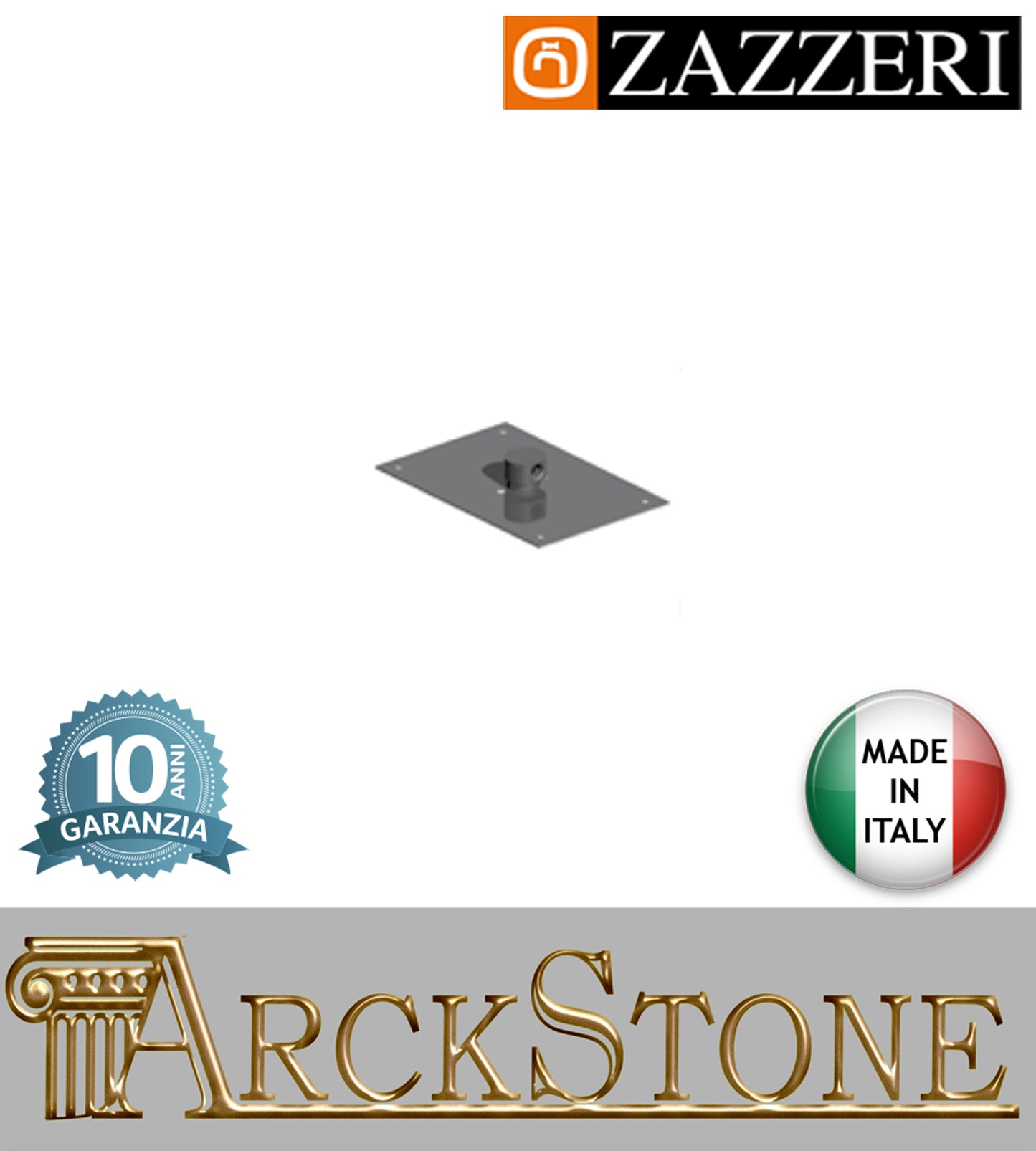 Piastra di fissaggio marca Zazzeri modello TREND X braccio doccia soffitto parete finitura cromata muro arredo bagno casa home autorizzato accessori azienda certificata garanzia 10 anni qualità made in italy