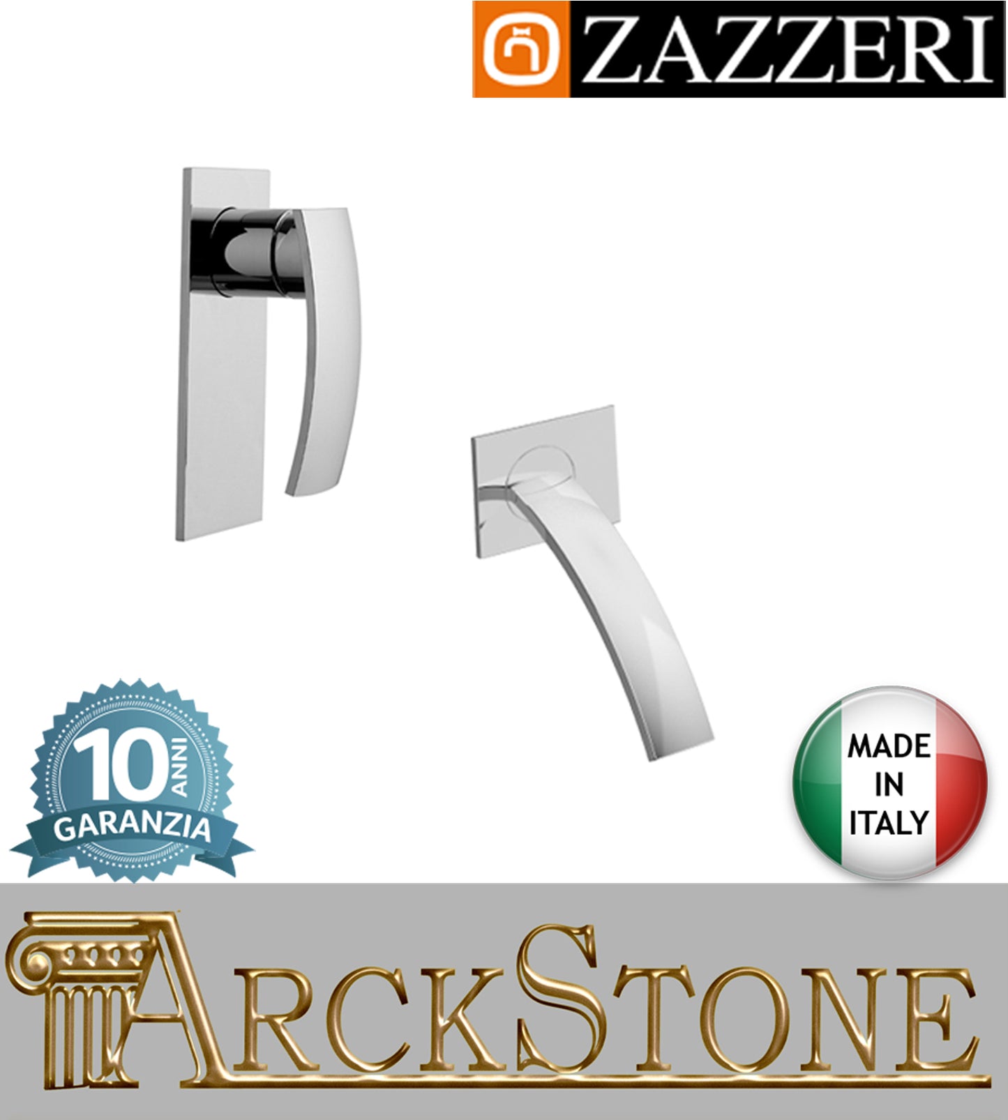 Miscelatore lavabo marca Zazzeri modello Moon Mono finitura ottone cromato incasso parete rubinetto rubinetteria acqua arredamento casa arredo bagno muro azienda certificata garanzia 10 anni qualità made in italy