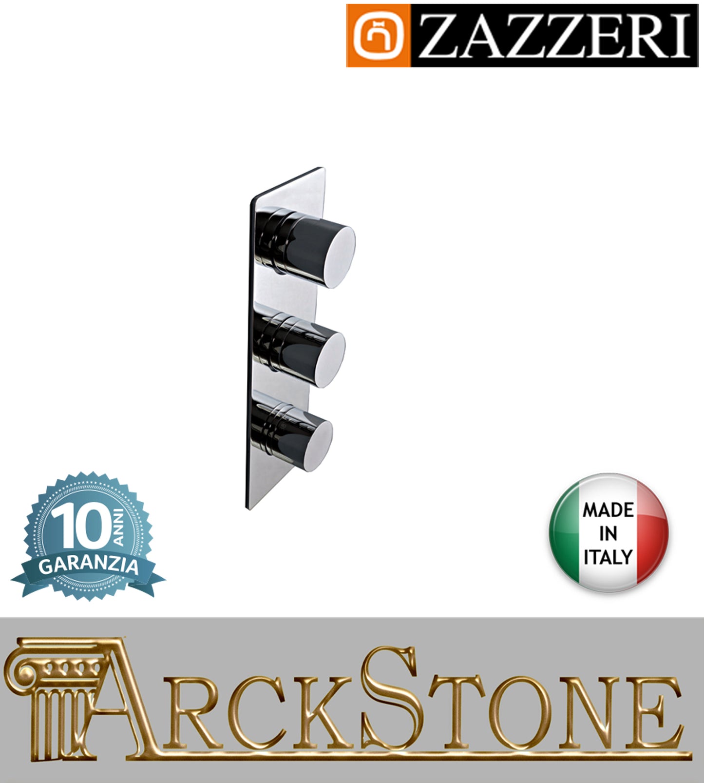 Gruppo doccia marca Zazzeri modello Moon Mono finitura ottone cromato miscelatore termostatico 4 Uscite 2 deviatori con stop SMART COMPATTO parete incasso muro arredamento casa arredo bagno garanzia 10 anni qualità made in italy