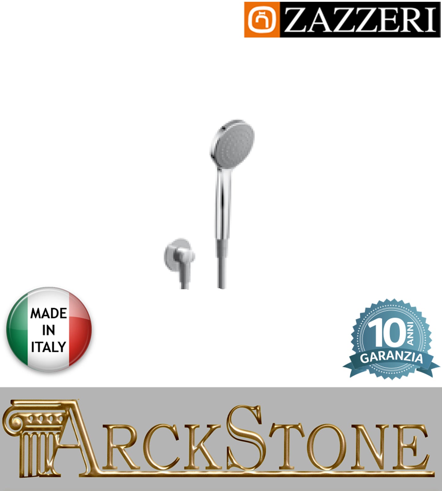 Duplex doccia Ø100 mm marca Zazzeri modello Shower Unix completo presa acqua cromata doccetta mano flessibile PVC anticalcare rubinetteria parete casa arredamento bagno cromo garanzia 10 anni azienda qualità certificata