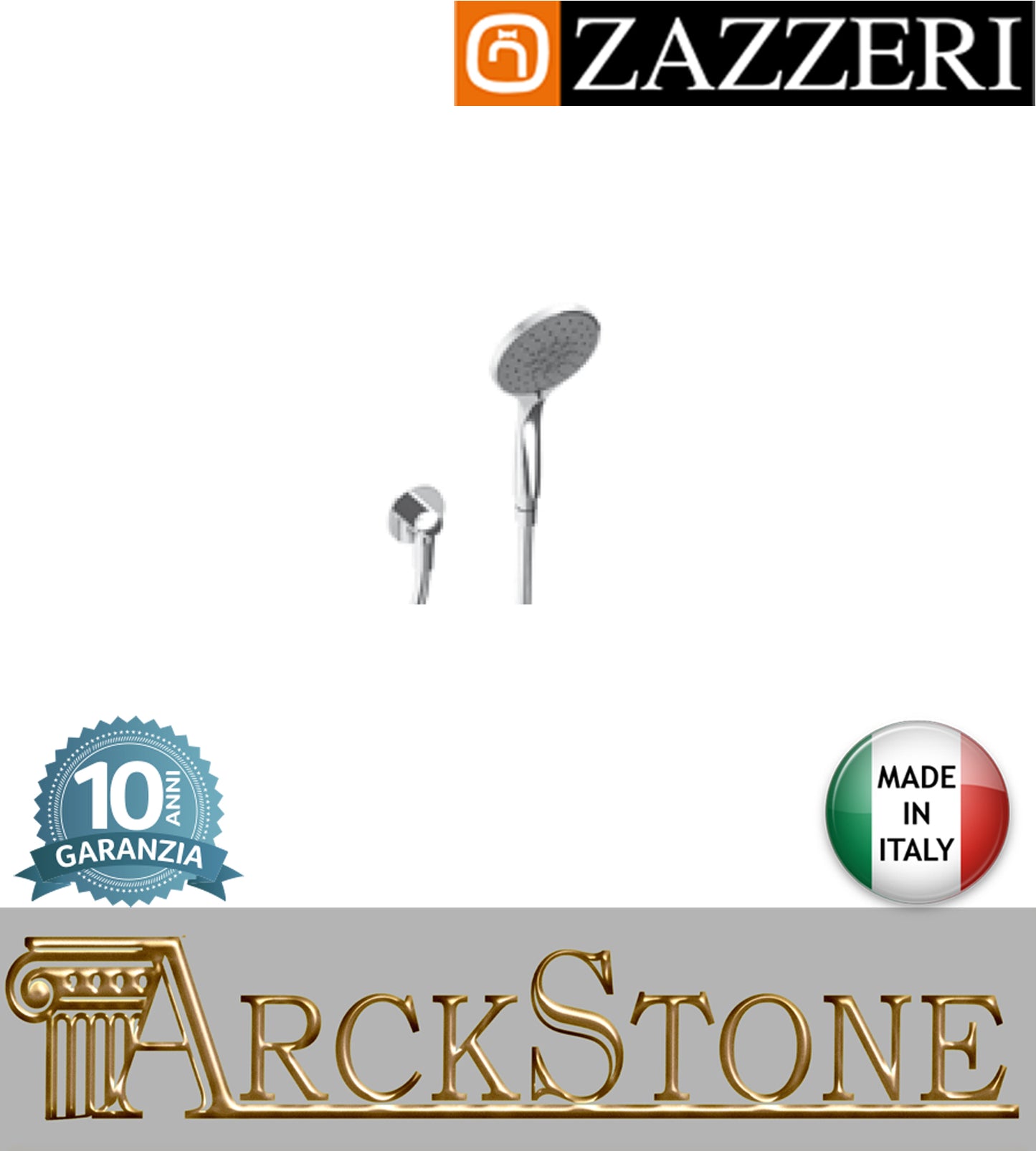 Set doccia asta saliscendi marca Zazzeri modello Da-Da 7 Mono finitura ottone cromato parete doccetta Ø110 mm flessibile presa acqua muro flessibile arredamento arredo bagno garanzia 10 anni qualità made in italy