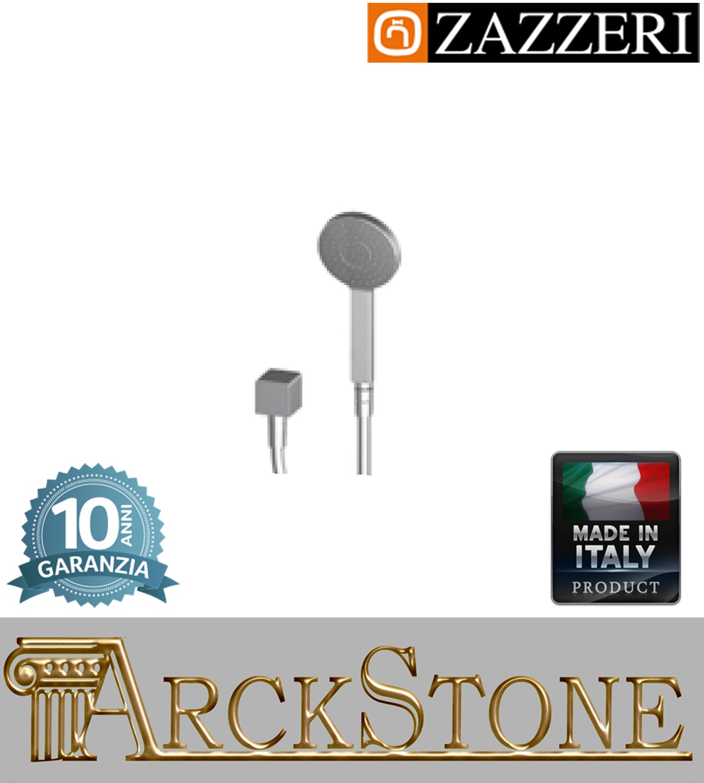 Duplex doccia Ø105 mm marca Zazzeri modello Shower Unix completo presa acqua cromata doccetta mano flessibile PVC anticalcare rubinetteria parete casa arredamento bagno cromo garanzia 10 anni azienda made in italy