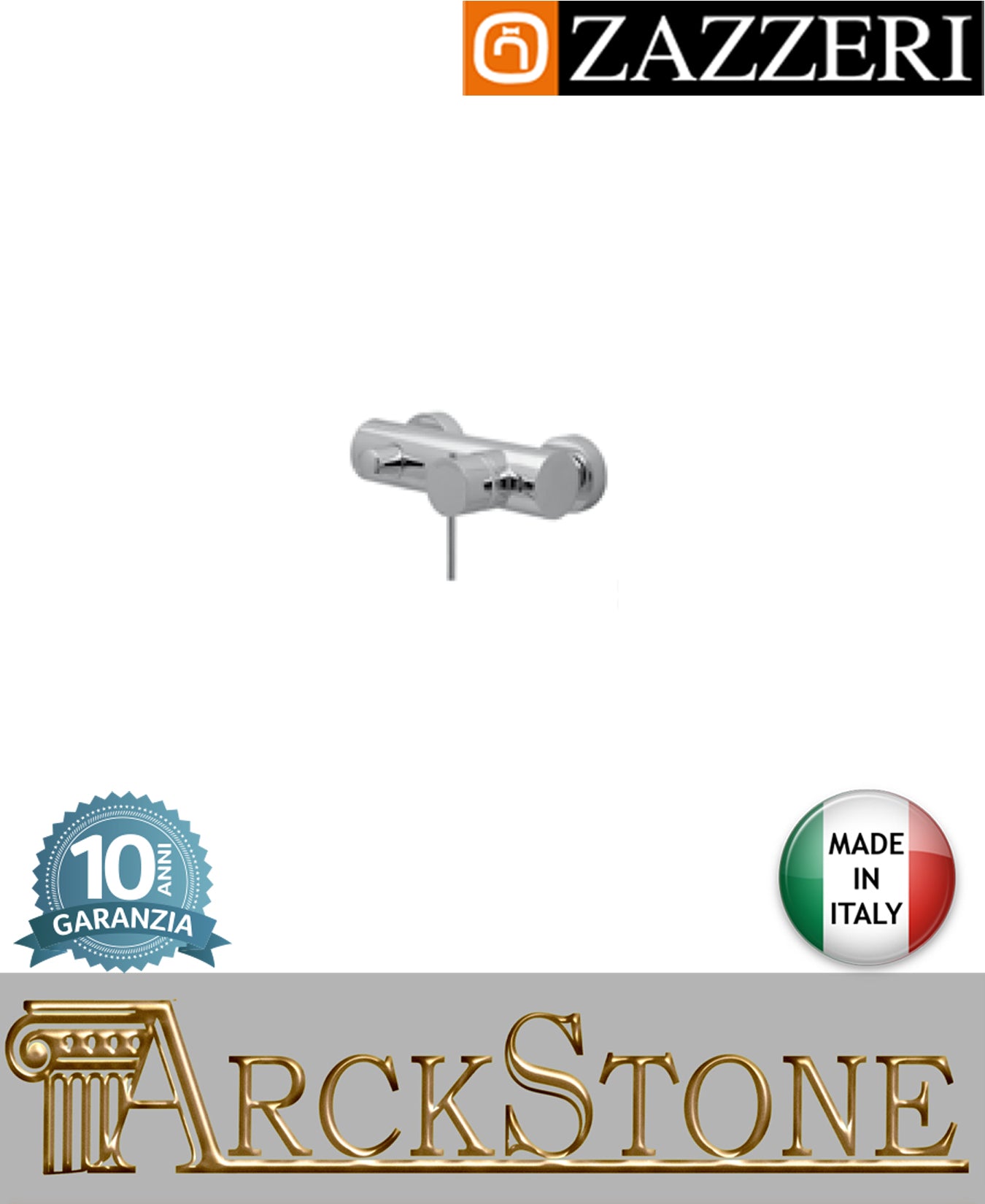 Miscelatore doccia marca Zazzeri modello Modo 7 finitura ottone cromato esterno parete senza doccetta flessibile rubinetteria rubinetto arredo bagno acqua garanzia 10 anni qualità made in italy