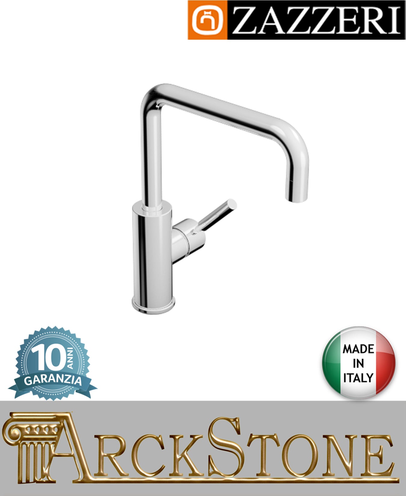 Miscelatore lavabo Ø40 mm marca Zazzeri modello Da-Da 7 Mono finitura ottone cromato senza scarico appoggio monoforo collo girevole quadro arredo bagno acqua azienda certificata garanzia 10 anni qualità made in ital