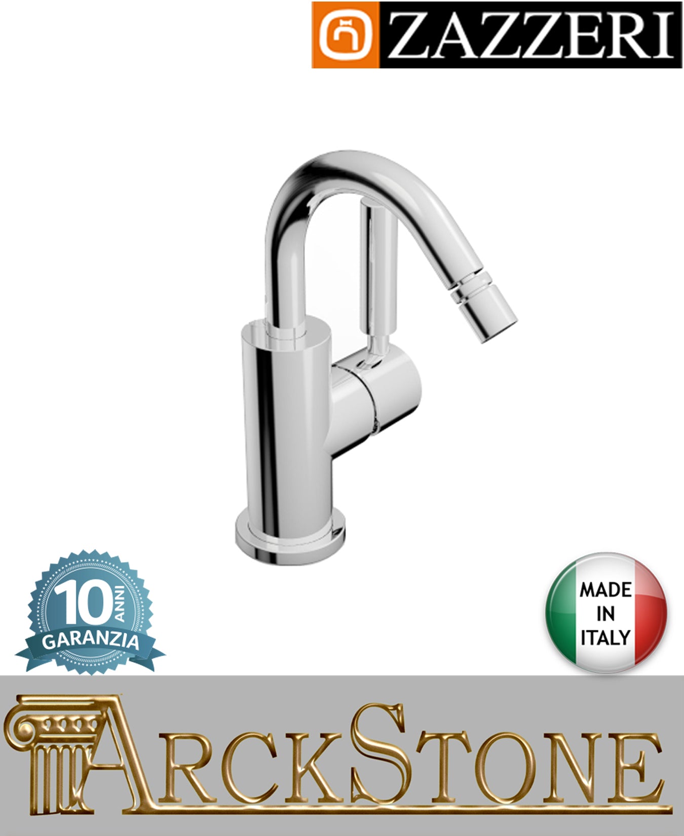 Miscelatore bidet Ø40 mm marca Zazzeri modello Da-Da 7 Mono finitura ottone cromato appoggio collo girevole monoforo senza scarico arredamento arredo bagno azienda certificata garanzia 10 anni qualità made in italy