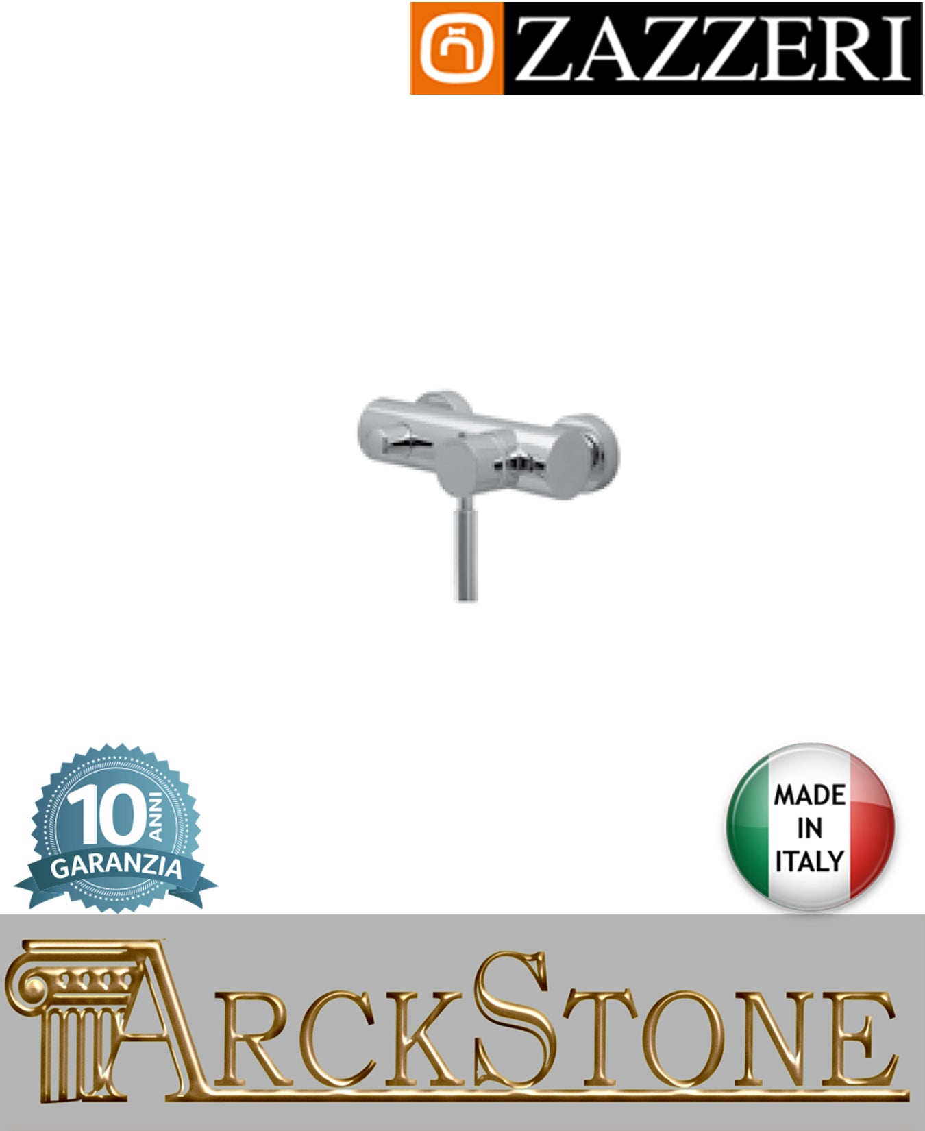 Miscelatore doccia marca Zazzeri modello Da-Da 7 Mono finitura ottone cromato parete esterno senza flessibile doccetta arredamento casa home arredo bagno azienda certificata garanzia 10 anni qualità made in italy